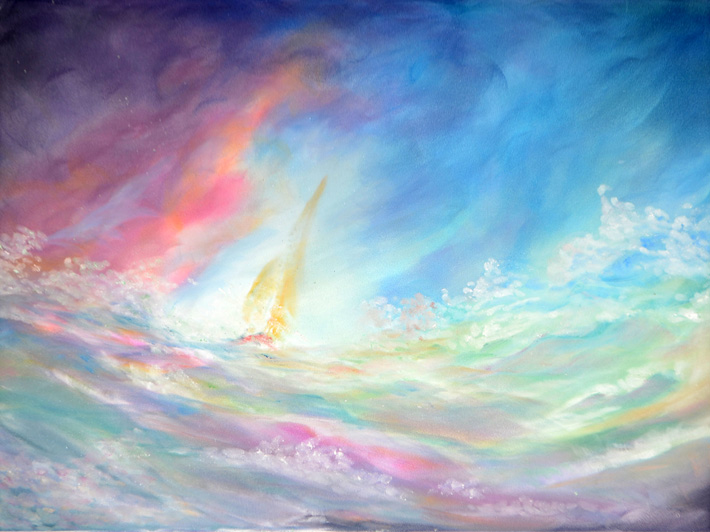 Pan Pastel Encaustic board sea storm 2015