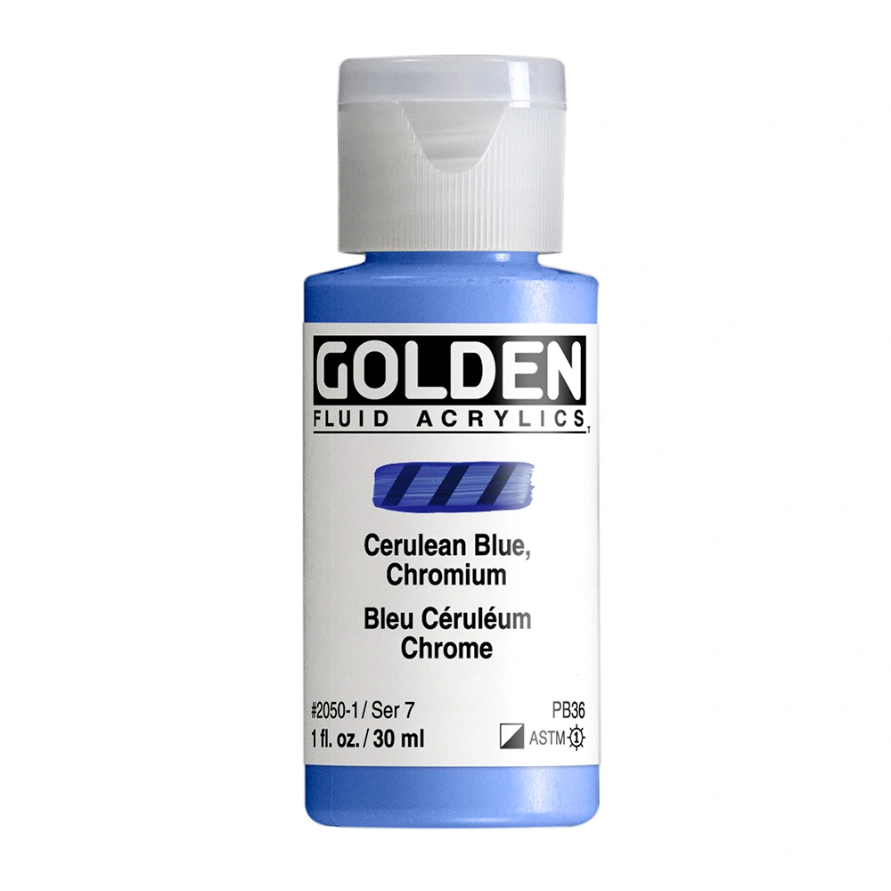 Fluid Acrylic Color - Cerulean Blue, Chromium - 1 oz cylinder - 01-oz
