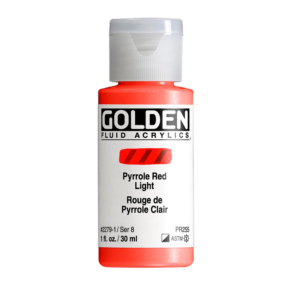 Fluid Acrylic Color - Pyrrole Red Light - 1 oz cylinder - 01-oz
