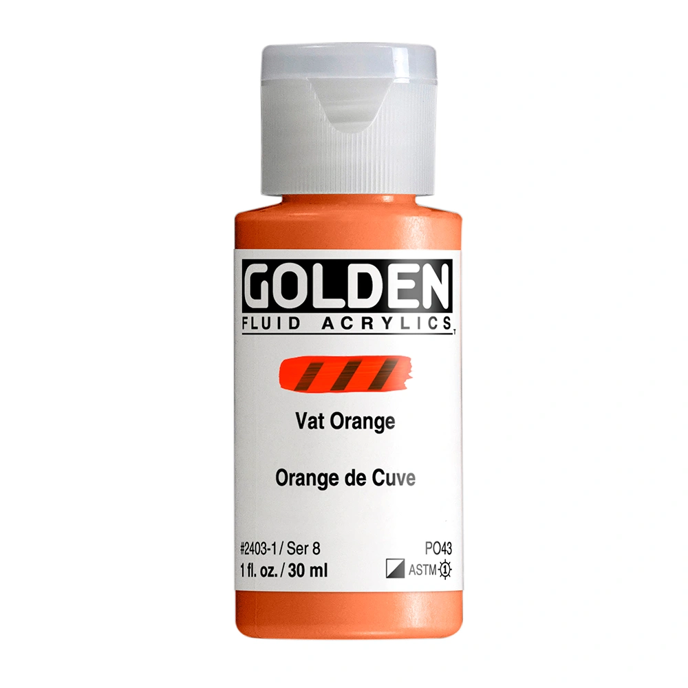 Fluid Acrylic Color - Vat Orange - 1 oz cylinder - 01-oz