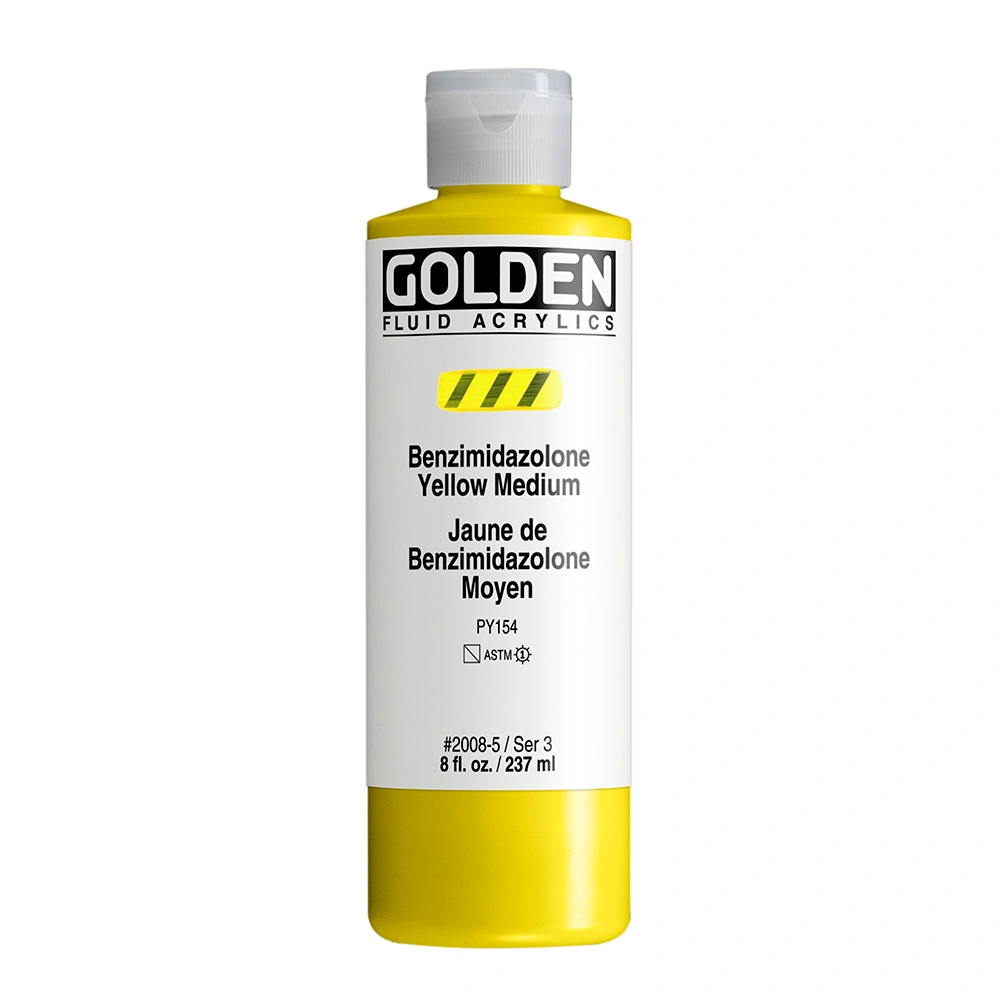 Fluid Acrylic Color - Benzimidazolone Yellow Medium - 8 oz cylinder - 08-oz