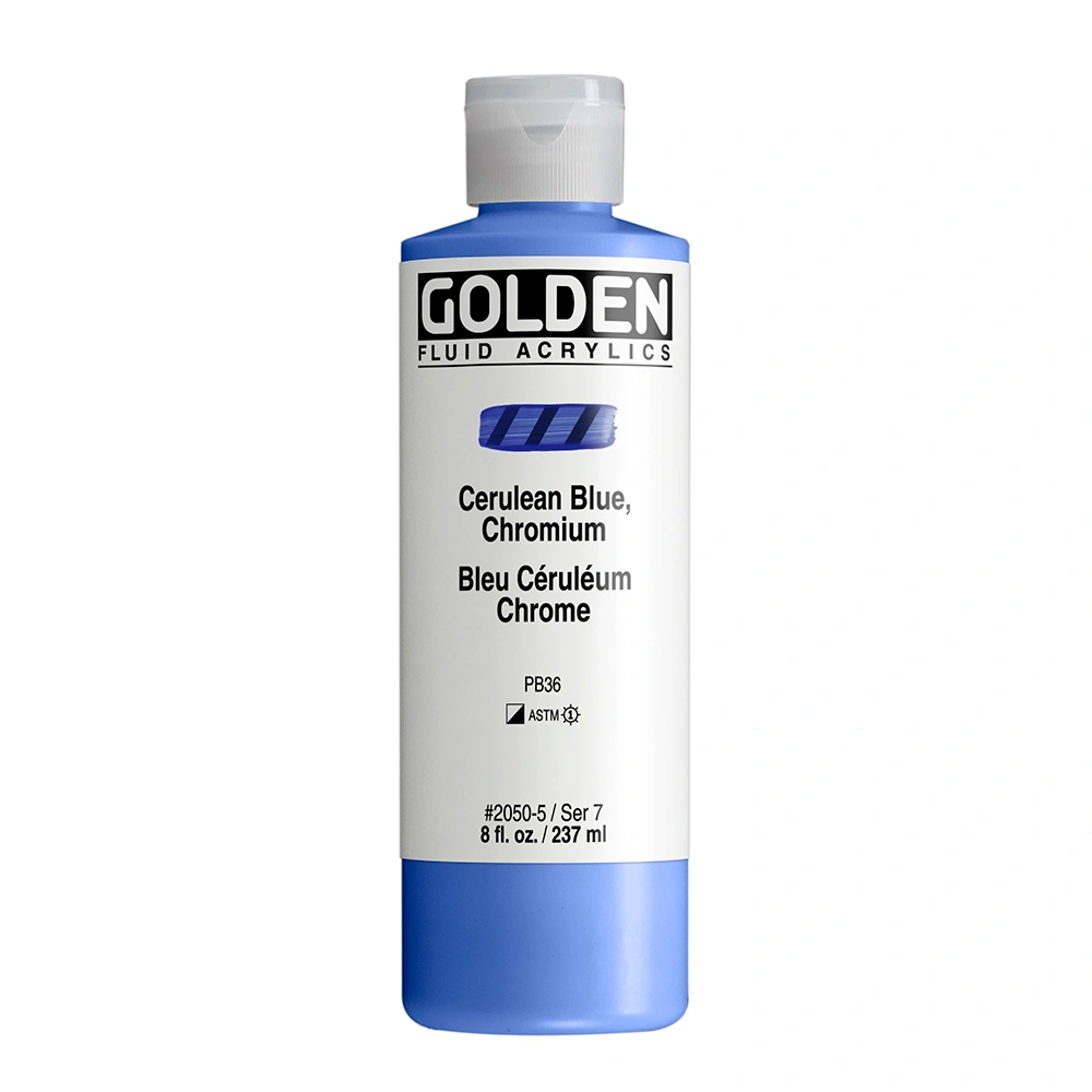 Fluid Acrylic Color - Cerulean Blue, Chromium - 8 oz cylinder - 08-oz