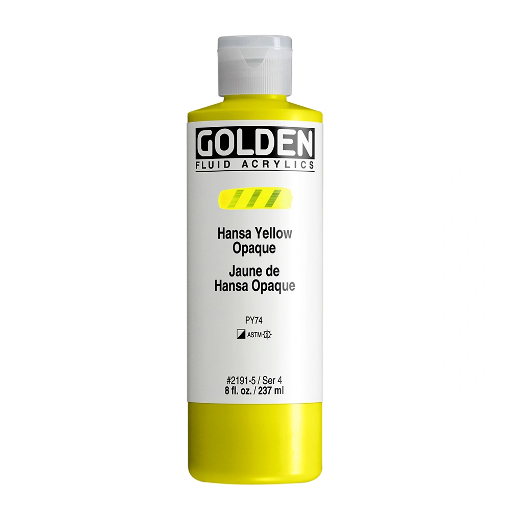Fluid Acrylic Color - Hansa Yellow Opaque - 8 oz cylinder - 08-oz