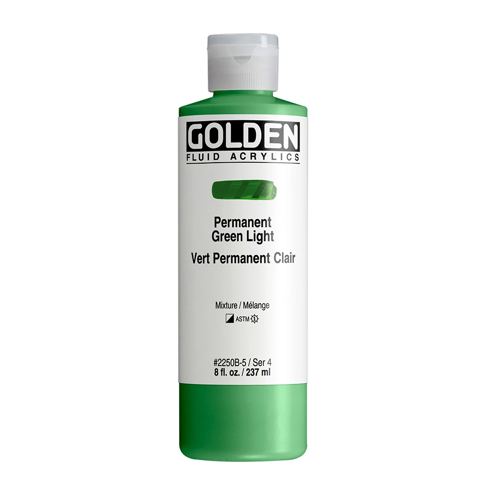 Fluid Acrylic Color - Permanent Green Light - 8 oz cylinder - 08-oz