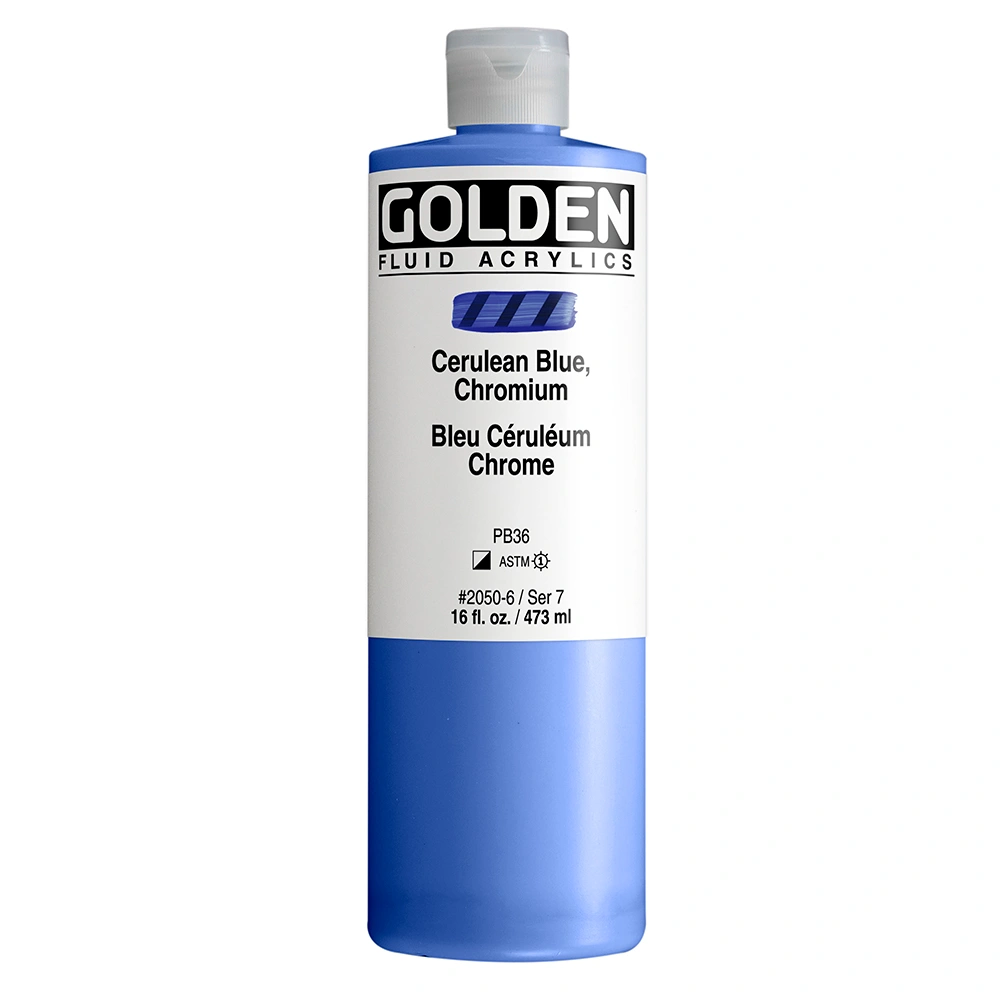 Fluid Acrylic Color - Cerulean Blue, Chromium - 16 oz cylinder - 16-oz