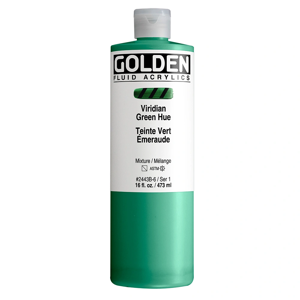 Fluid Acrylic Color - Viridian Green Hue - 16 oz cylinder - 16-oz