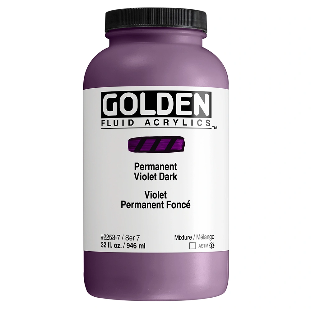 Fluid Acrylic Color - Permanent Violet Dark - 32 oz Silgan Wide Mouth Round - 32-oz