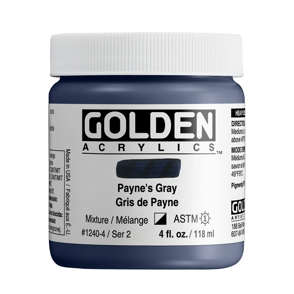 Heavy Body Acrylic Color - Payne's Gray - 4 oz jar - 04-oz
