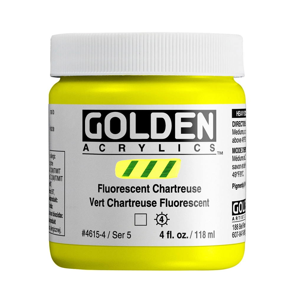 Heavy Body Acrylic Color - Fluorescent Chartreuse - 4 oz jar - 04-oz