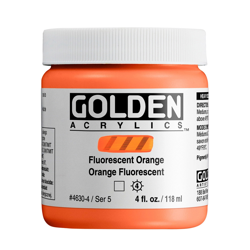 Heavy Body Acrylic Color - Fluorescent Orange | Golden Artist Colors
