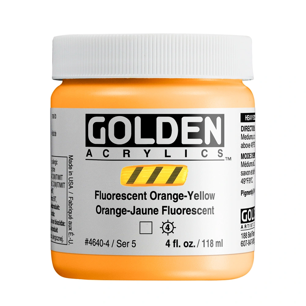 Heavy Body Acrylic Color - Fluorescent Orange-Yellow - 4 oz jar - 04-oz