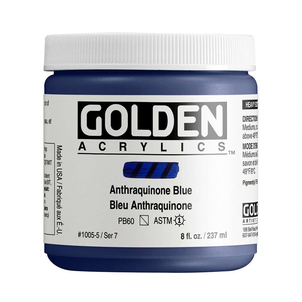 Heavy Body Acrylic Color - Anthraquinone Blue - 8 oz jar - 08-oz