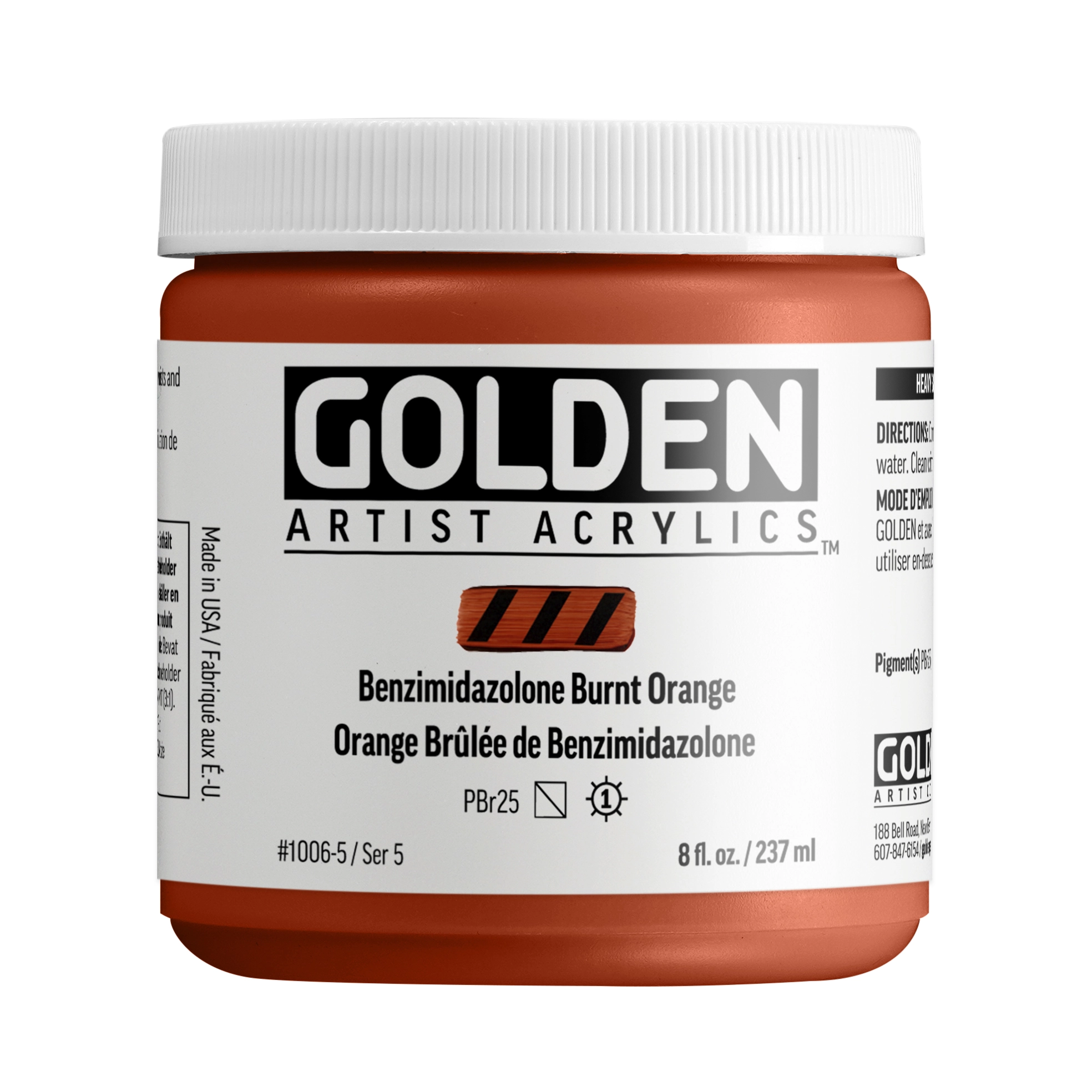 Heavy Body Acrylic Color - Benzimidazolone Burnt Orange - 8 oz jar - 08-oz