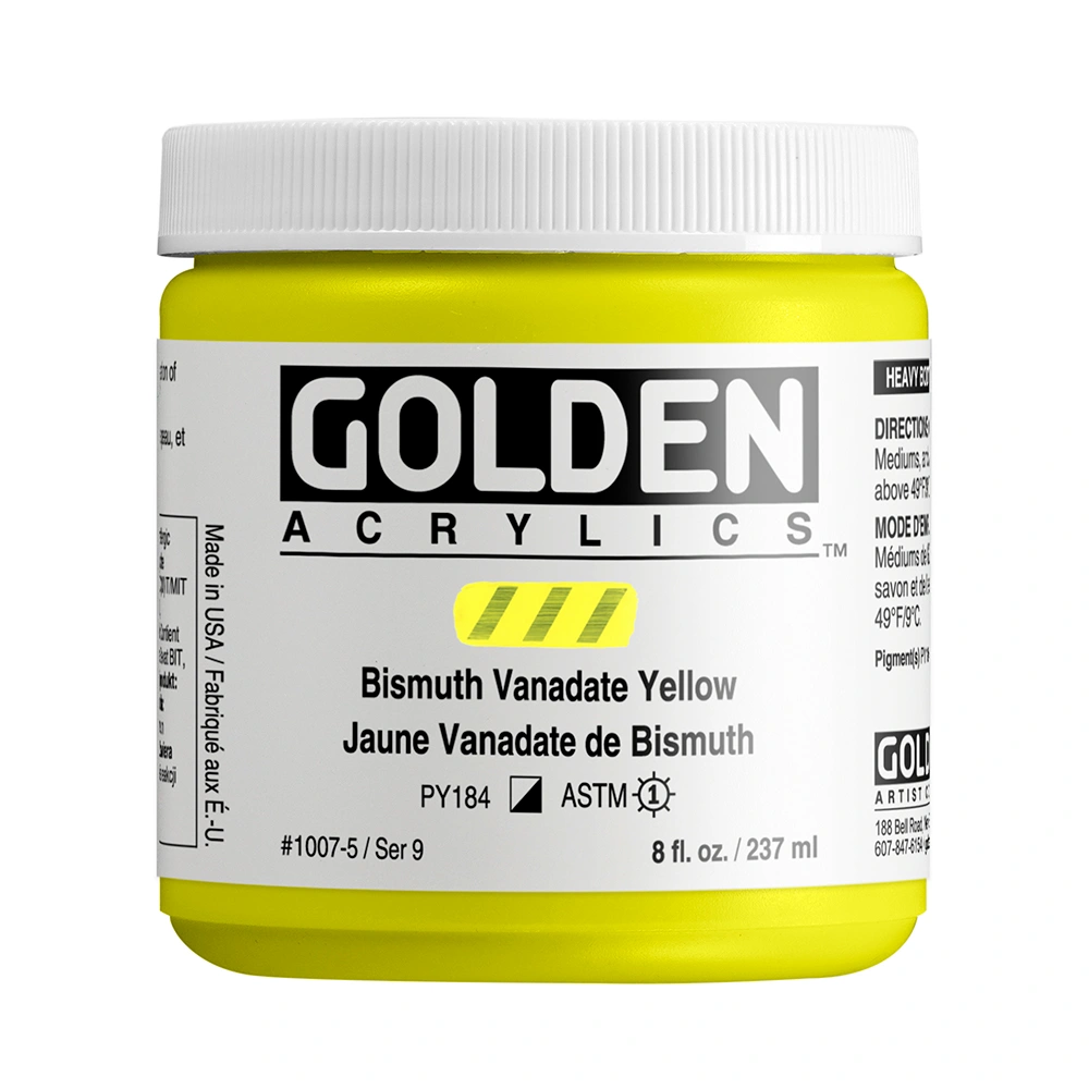 Heavy Body Acrylic Color - Bismuth Vanadate Yellow - 8 oz jar - 08-oz