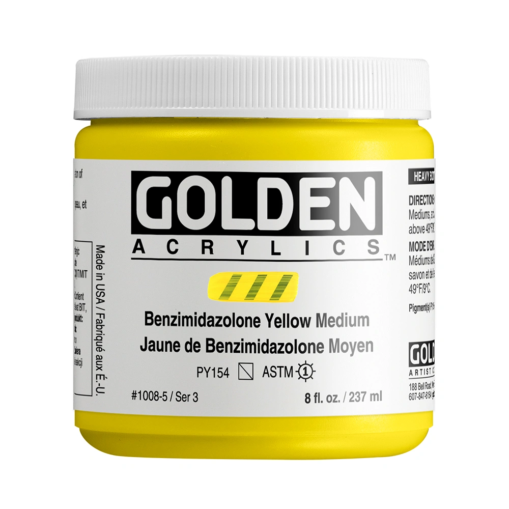 Heavy Body Acrylic Color - Benzimidazolone Yellow Medium - 8 oz jar - 08-oz