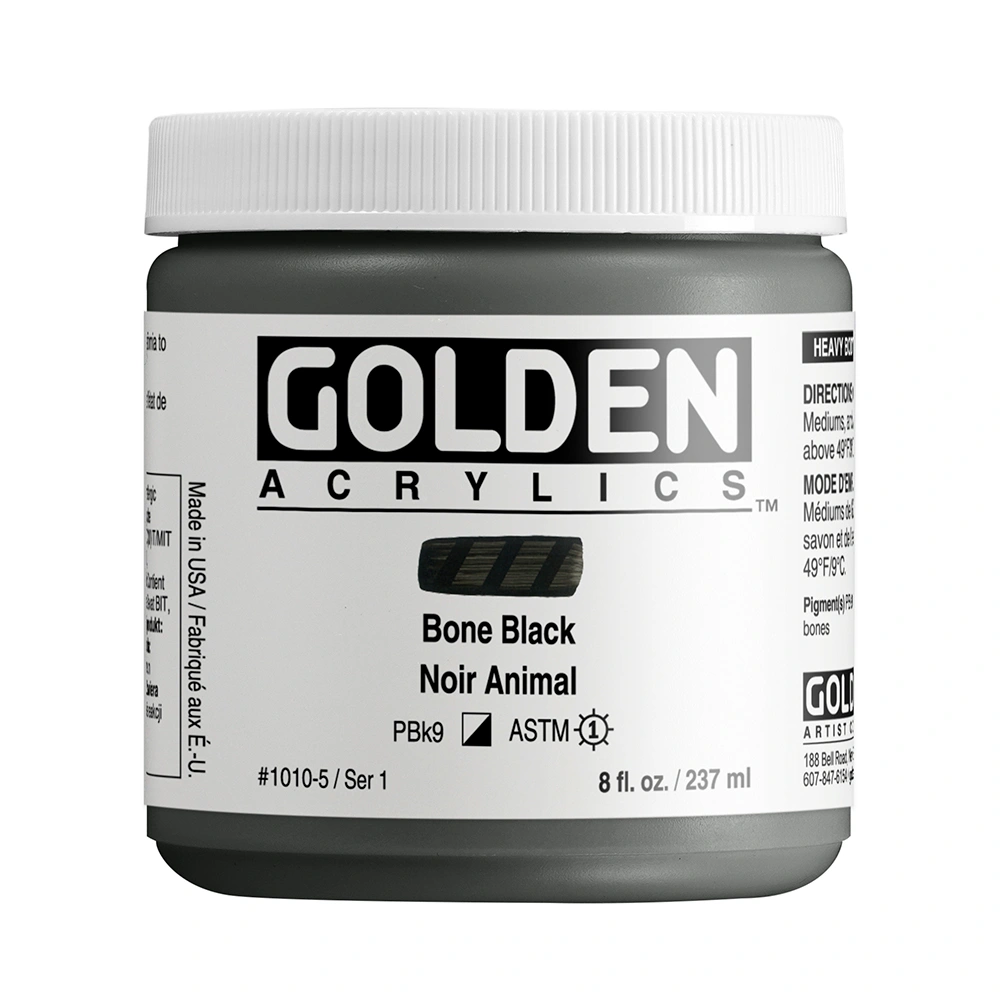 Heavy Body Acrylic Color - Bone Black - 8 oz jar - 08-oz