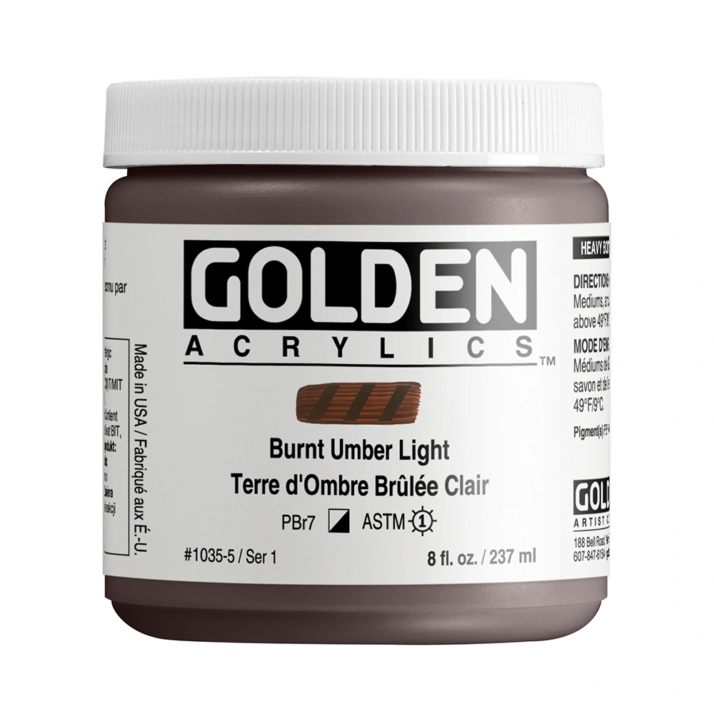 Heavy Body Acrylic Color - Burnt Umber Light - 8 oz jar - 08-oz