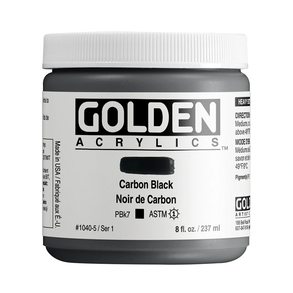 Heavy Body Acrylic Color - Carbon Black - 8 oz jar - 08-oz