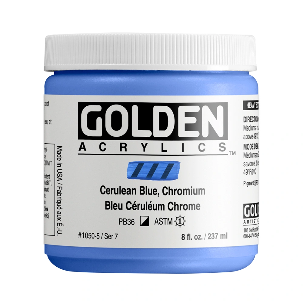Heavy Body Acrylic Color - Cerulean Blue, Chromium - 8 oz jar - 08-oz