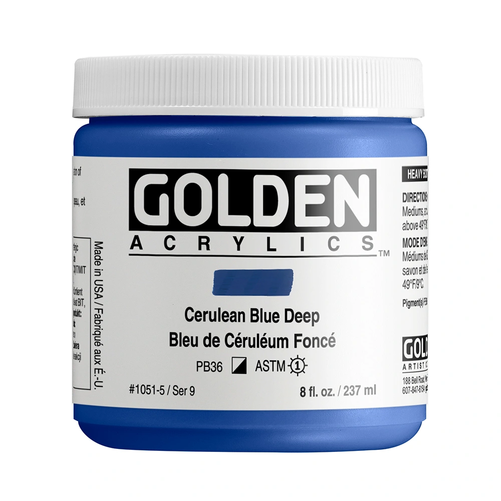 Heavy Body Acrylic Color - Cerulean Blue Deep - 8 oz jar - 08-oz