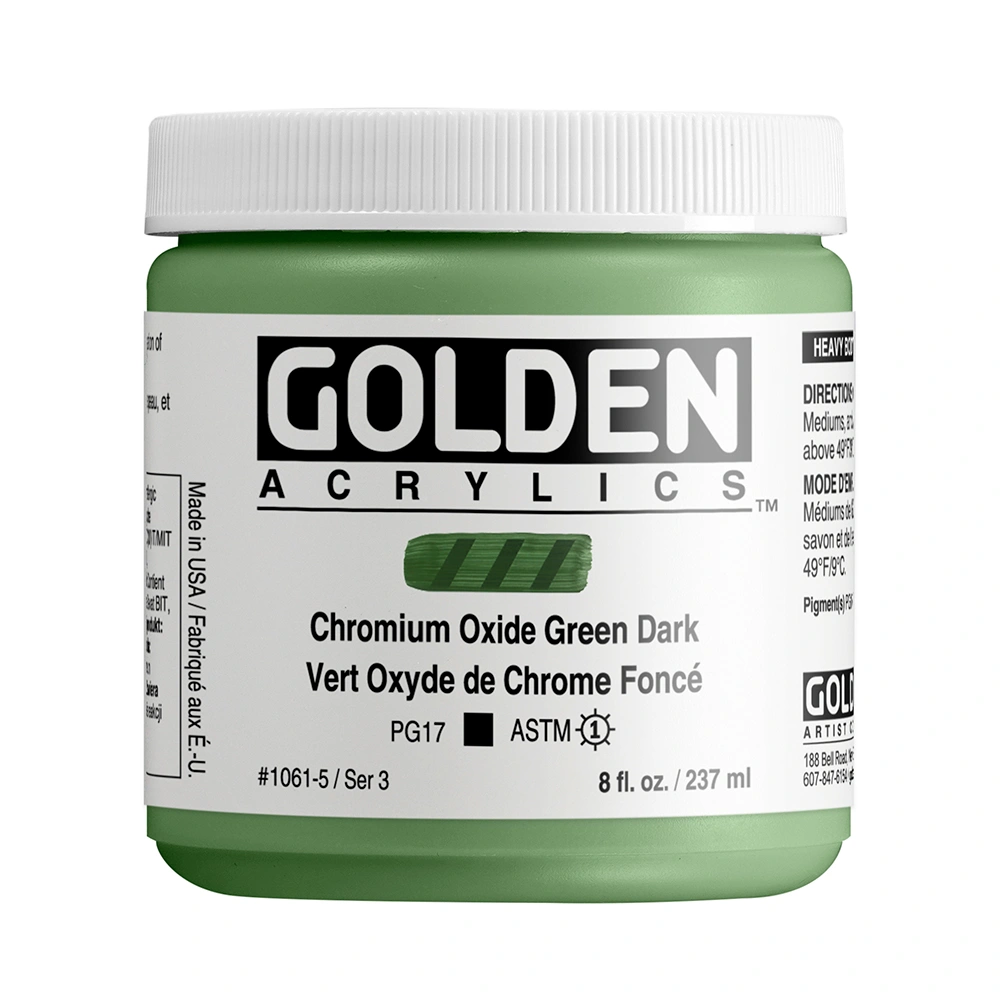 Heavy Body Acrylic Color - Chromium Oxide Green Dark - 8 oz jar - 08-oz