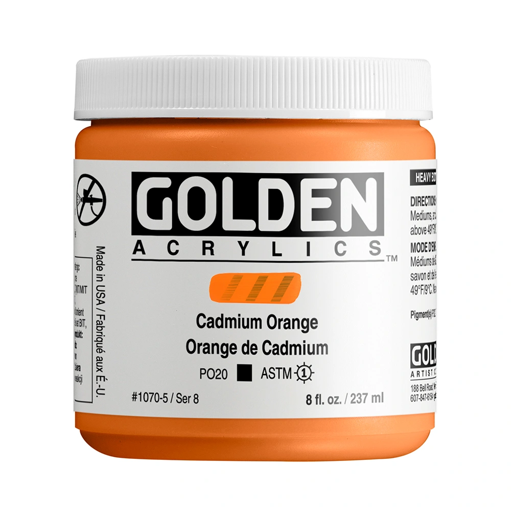 Heavy Body Acrylic Color - Cadmium Orange - 8 oz jar - 08-oz