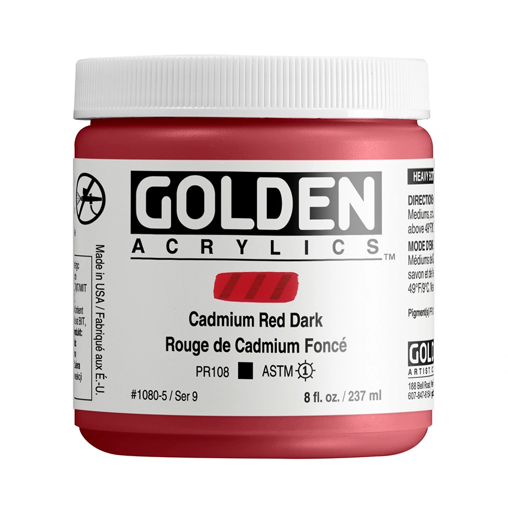 Heavy Body Acrylic Color - Cadmium Red Dark - 8 oz jar - 08-oz