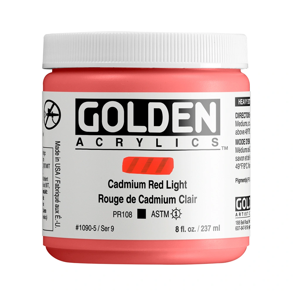 Heavy Body Acrylic Color - Cadmium Red Light - 8 oz jar - 08-oz