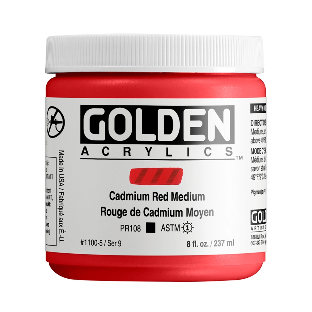Heavy Body Acrylic Color - Cadmium Red Medium - 8 oz jar - 08-oz