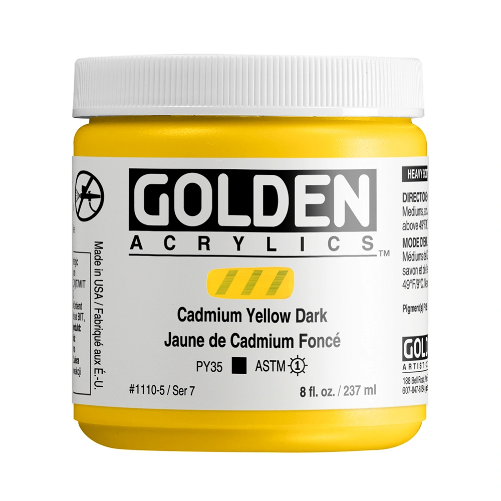 Heavy Body Acrylic Color - Cadmium Yellow Dark - 8 oz jar - 08-oz