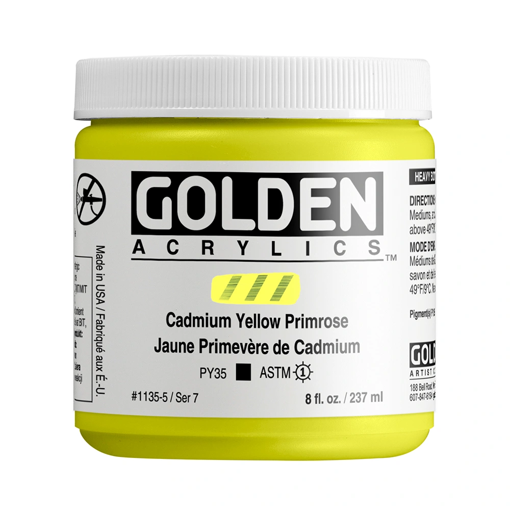 Heavy Body Acrylic Color - Cadmium Yellow Primrose - 8 oz jar - 08-oz
