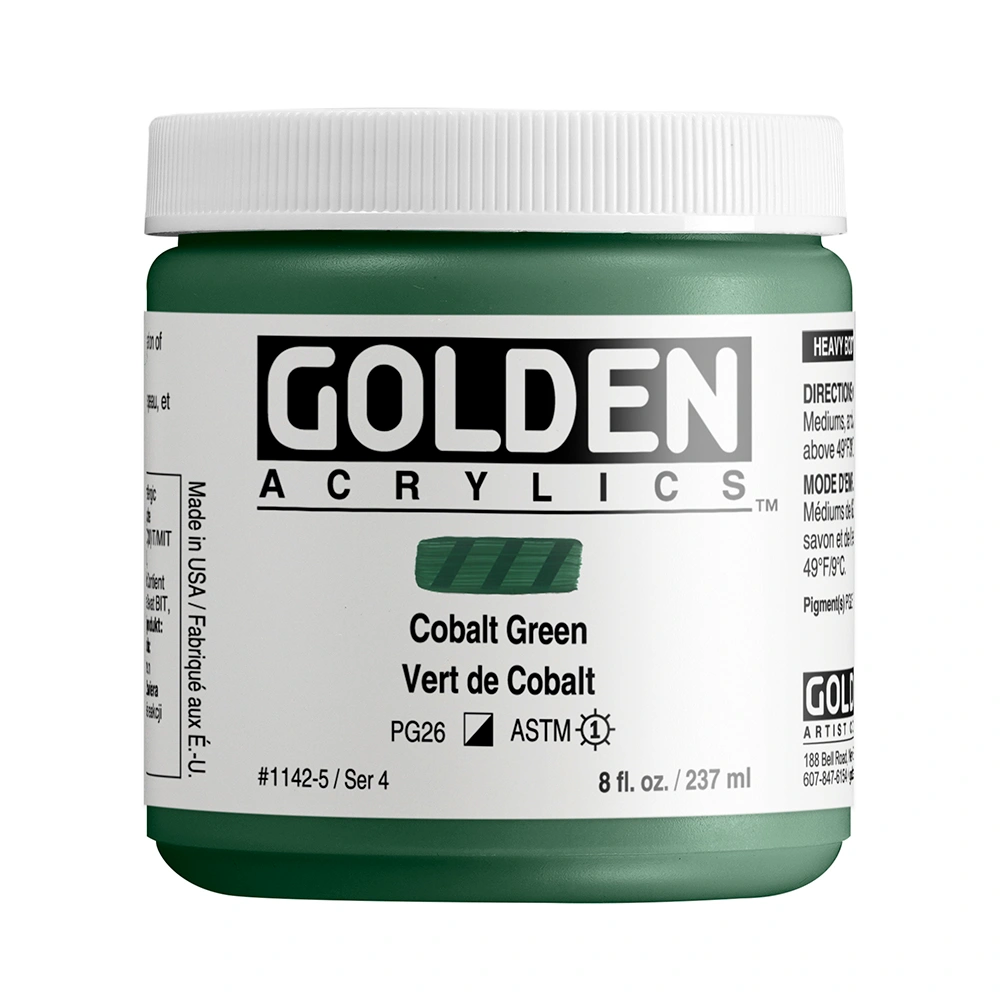 Heavy Body Acrylic Color - Cobalt Green - 8 oz jar - 08-oz