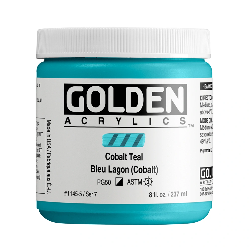 Heavy Body Acrylic Color - Cobalt Teal - 8 oz jar - 08-oz