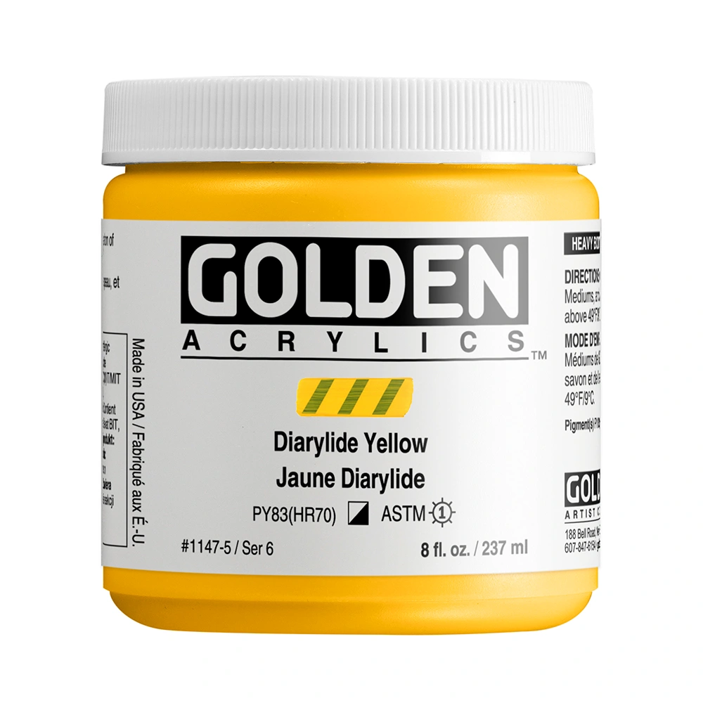 Heavy Body Acrylic Color - Diarylide Yellow - 8 oz jar - 08-oz