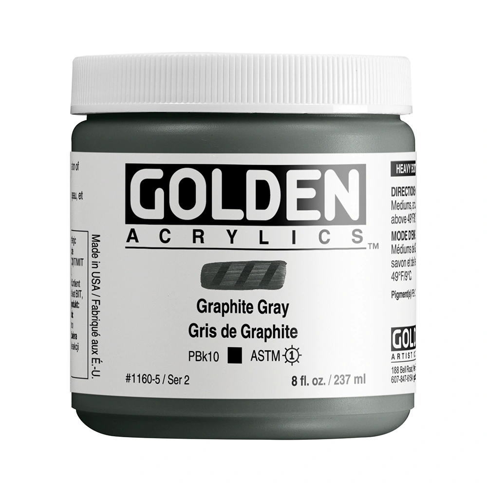 Heavy Body Acrylic Color - Graphite Gray - 8 oz jar - 08-oz