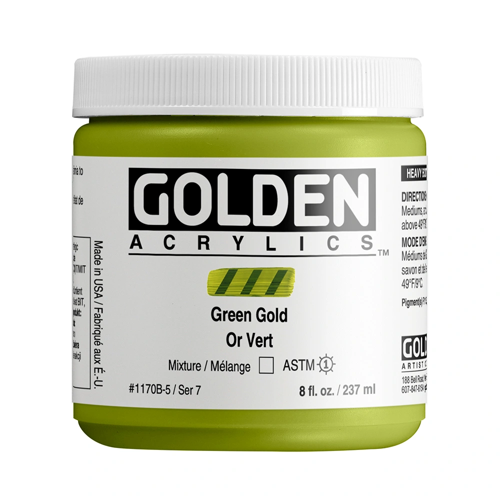 Heavy Body Acrylic Color - Green Gold - 8 oz jar - 08-oz