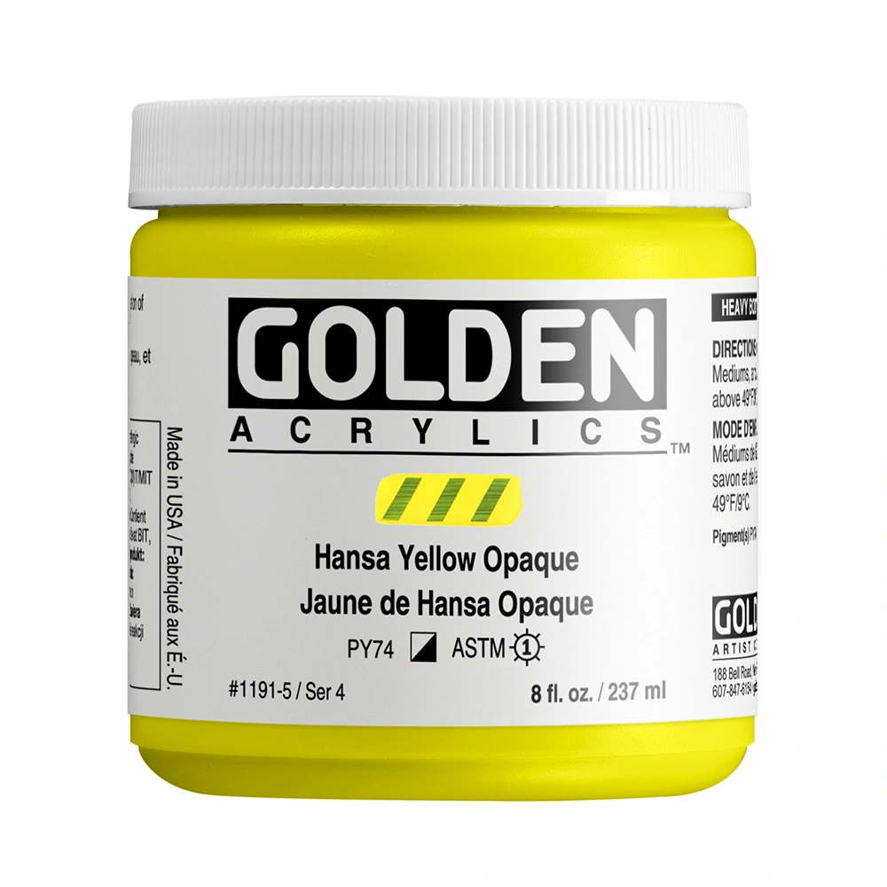 Heavy Body Acrylic Color - Hansa Yellow Opaque - 8 oz jar - 08-oz
