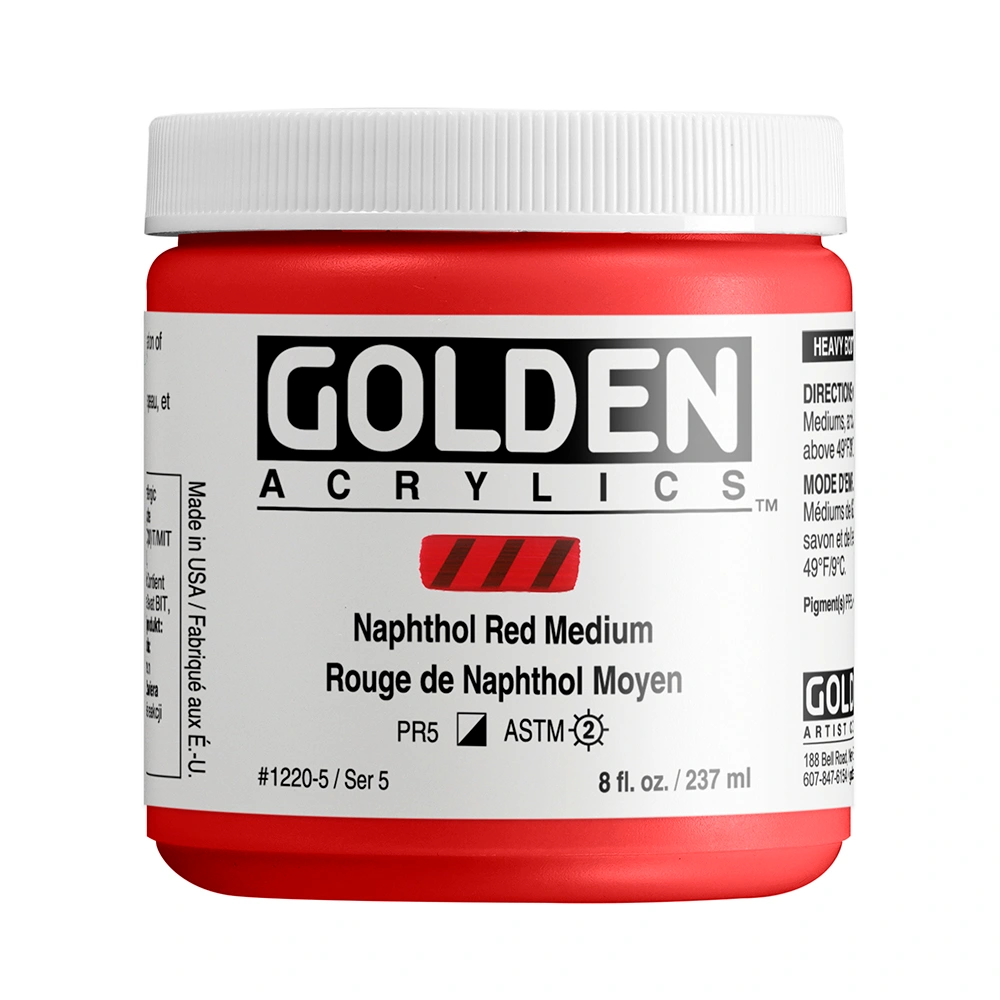 Heavy Body Acrylic Color - Naphthol Red Medium - 8 oz jar - 08-oz