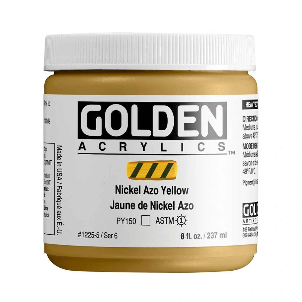 Heavy Body Acrylic Color - Nickel Azo Yellow - 8 oz jar - 08-oz