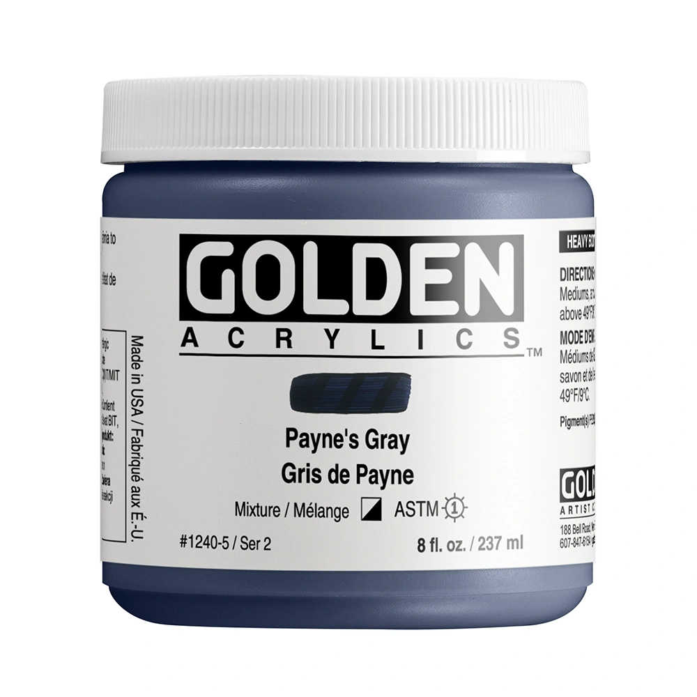 Heavy Body Acrylic Color - Payne's Gray - 8 oz jar - 08-oz