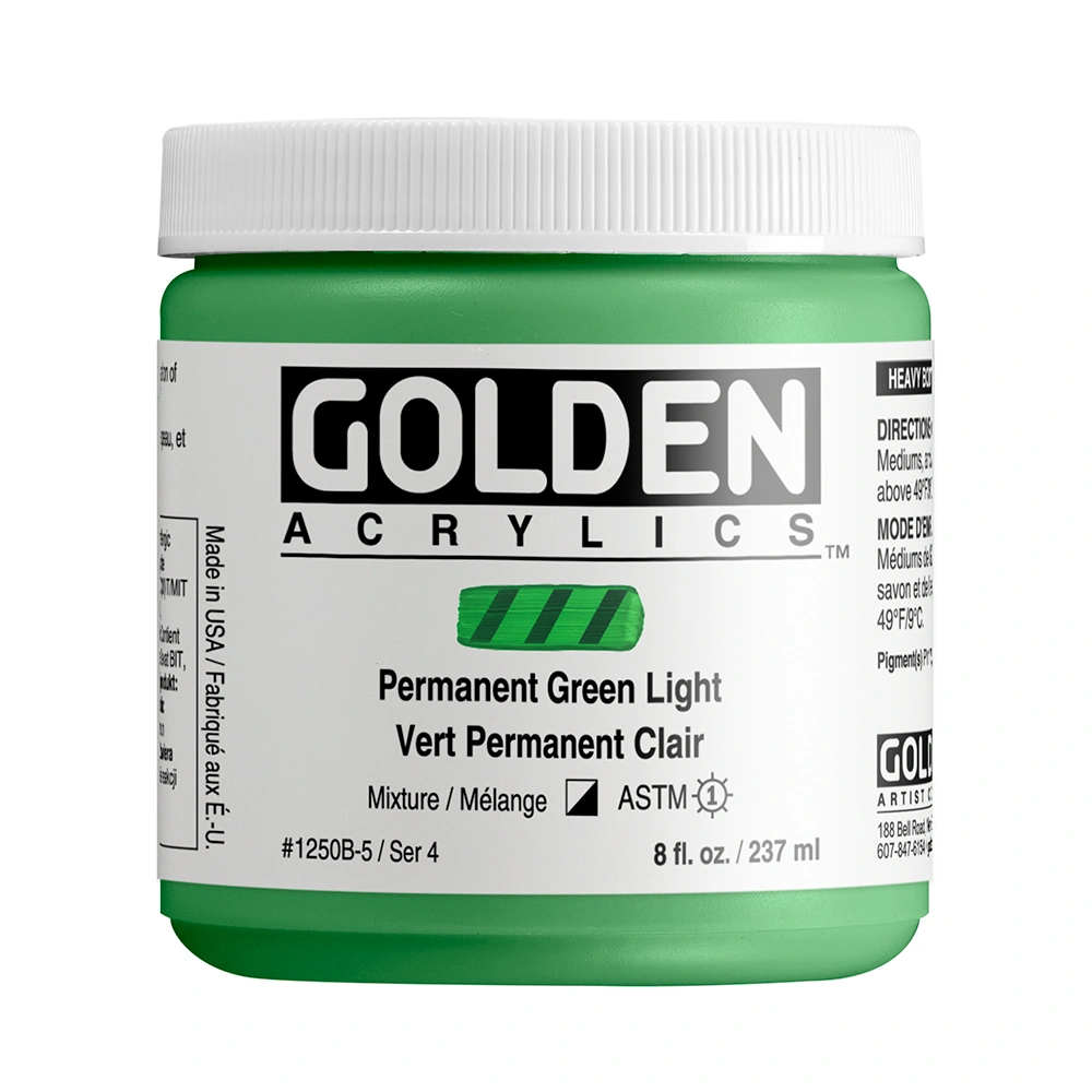 Heavy Body Acrylic Color - Permanent Green Light - 8 oz jar - 08-oz