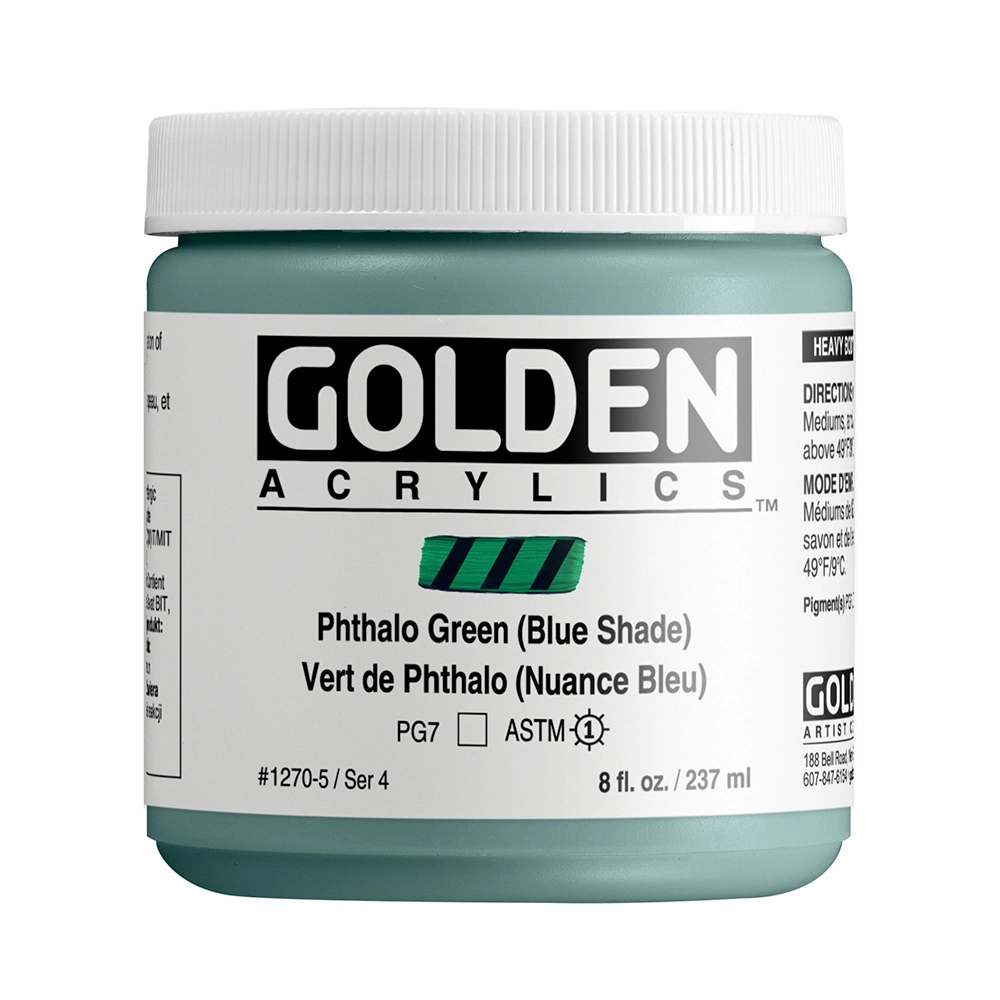 Heavy Body Acrylic Color - Phthalo Green (Blue Shade) - 8 oz jar - 08-oz