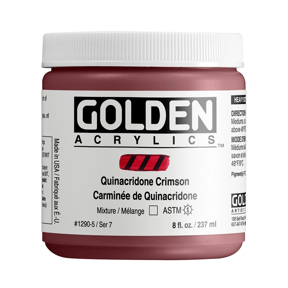 Heavy Body Acrylic Color - Quinacridone Crimson (Discontinued) - 8 oz jar - 08-oz