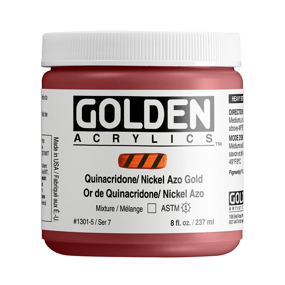 Heavy Body Acrylic Color - Quinacridone / Nickel Azo Gold - 8 oz jar - 08-oz