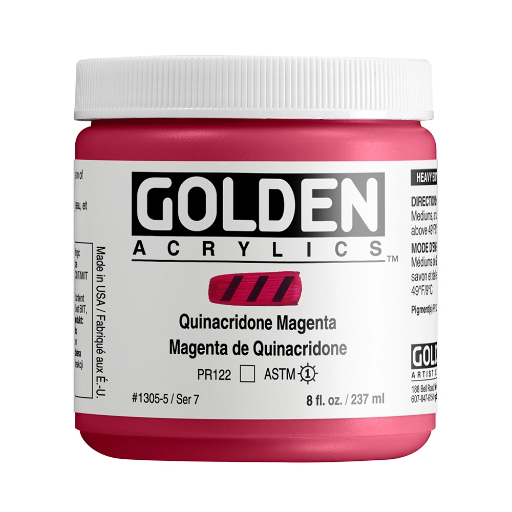 Heavy Body Acrylic Color - Quinacridone Magenta - 8 oz jar - 08-oz