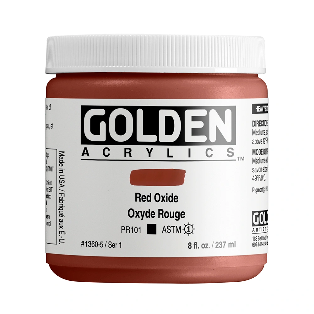 Heavy Body Acrylic Color - Red Oxide - 8 oz jar - 08-oz