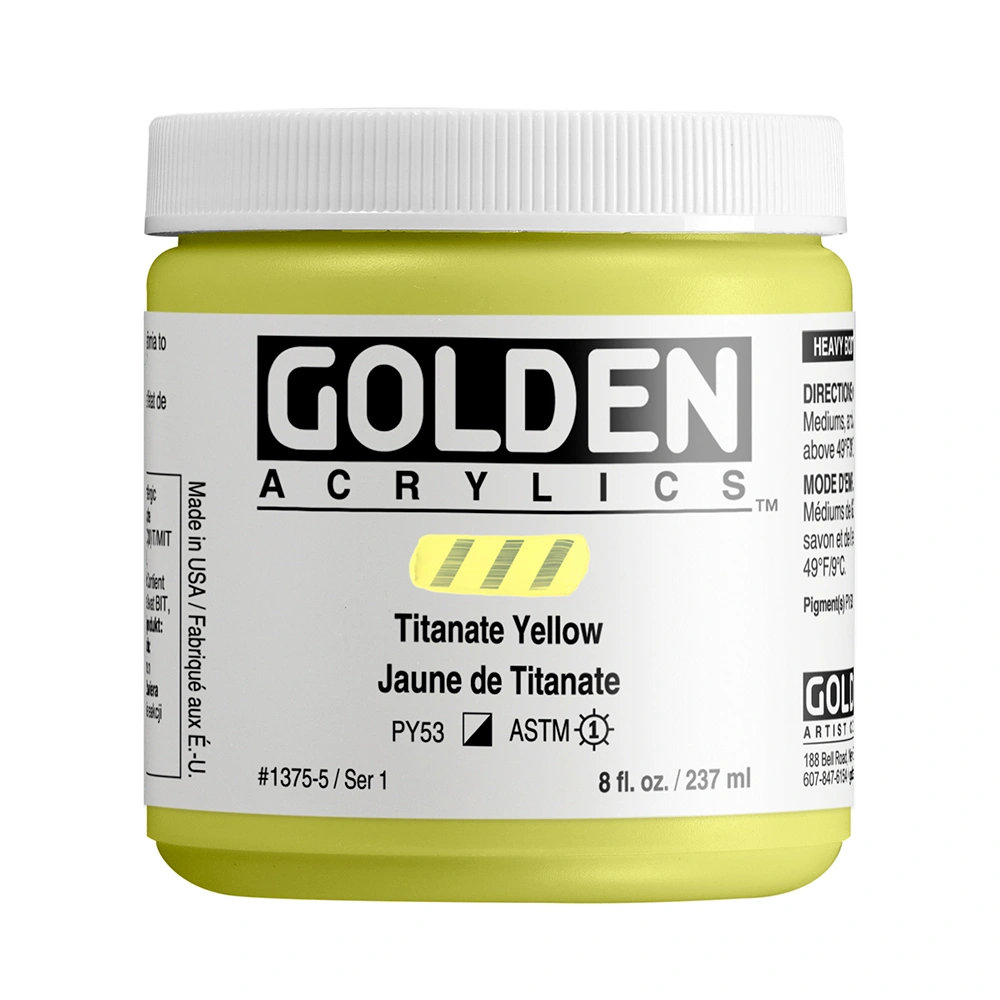 Heavy Body Acrylic Color - Titanate Yellow - 8 oz jar - 08-oz