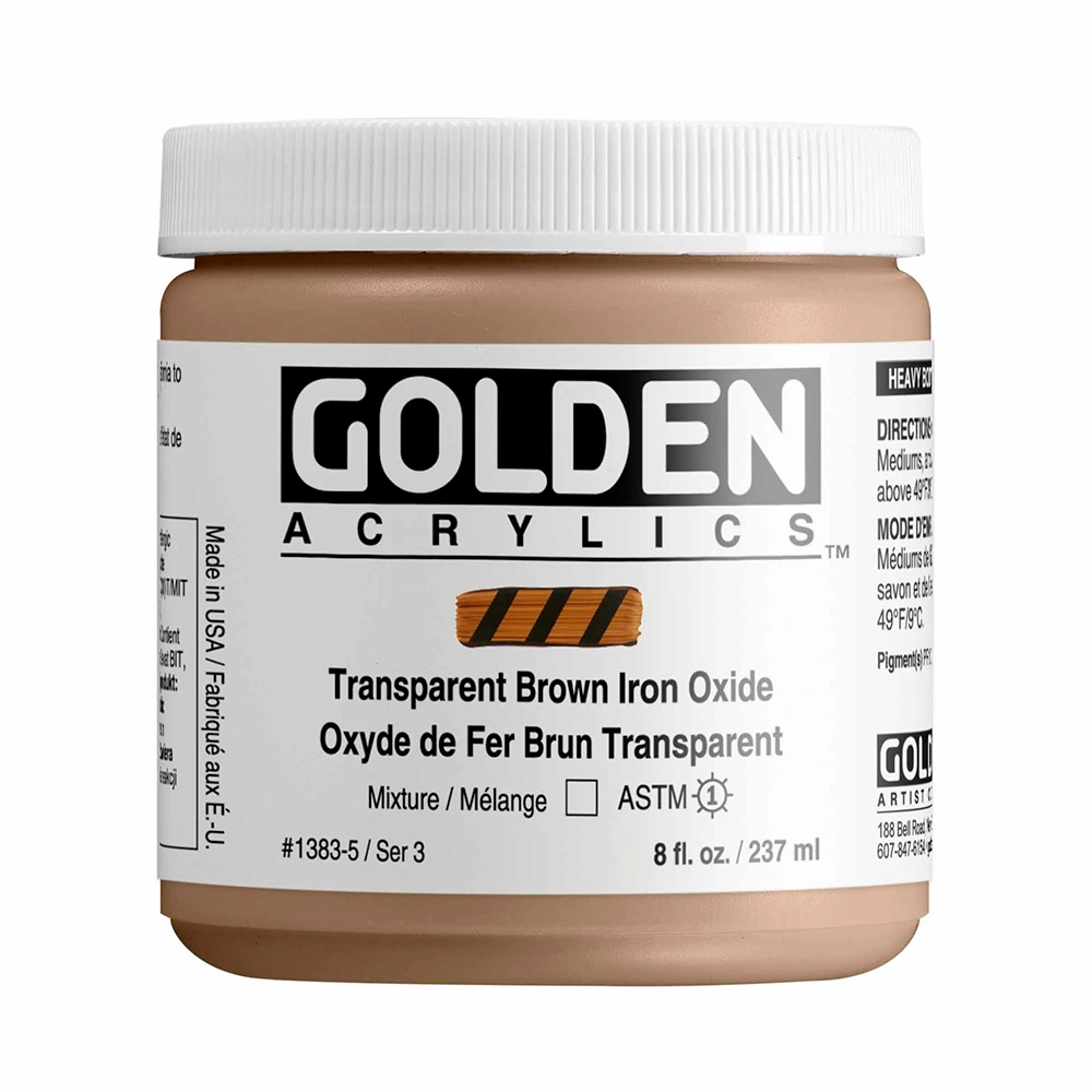 Heavy Body Acrylic Color - Transparent Brown Iron Oxide - 8 oz jar - 08-oz