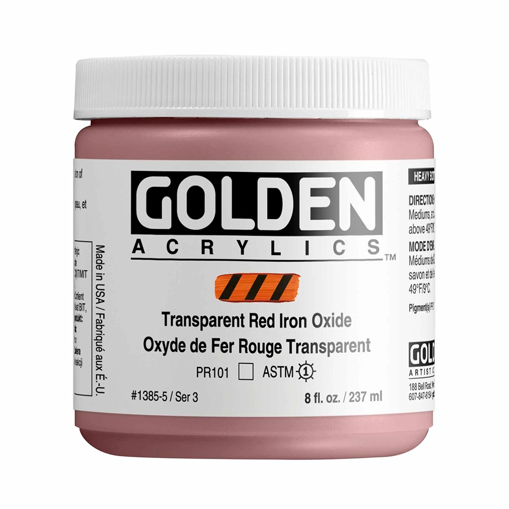 Heavy Body Acrylic Color - Transparent Red Iron Oxide - 8 oz jar - 08-oz