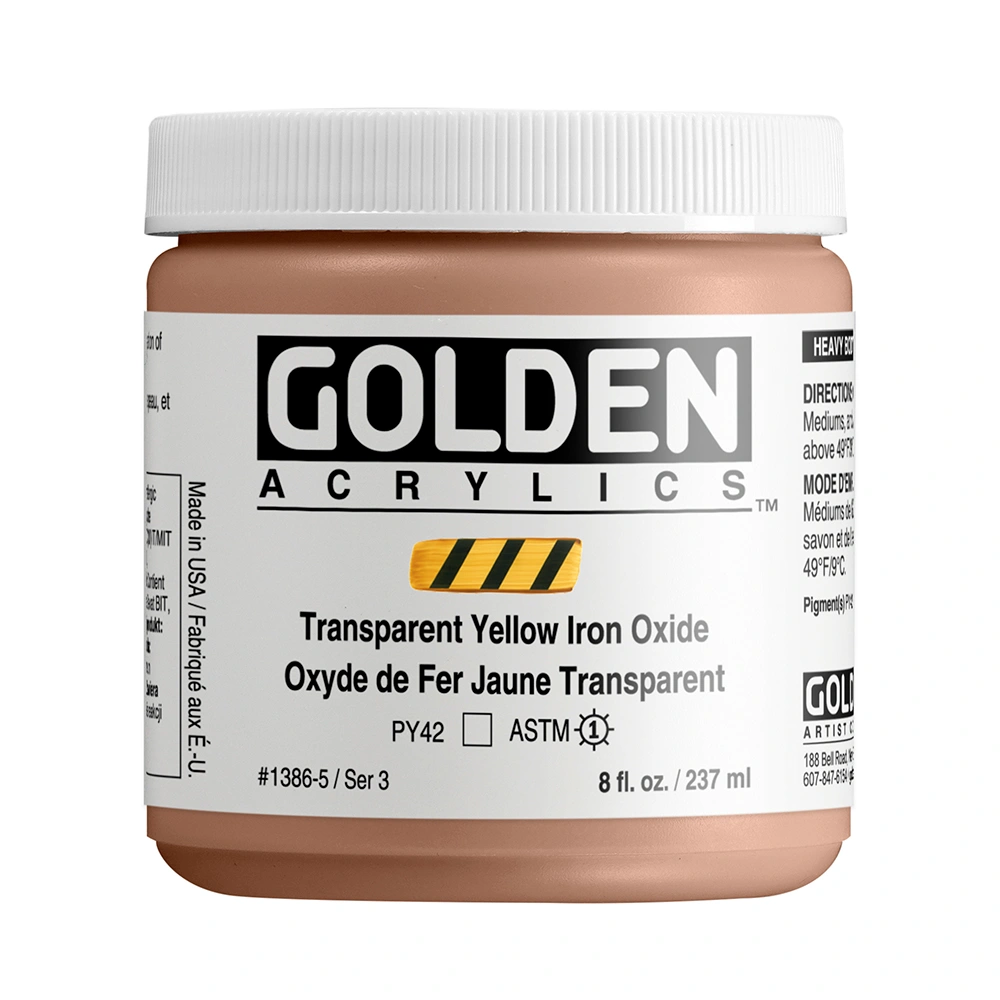 Heavy Body Acrylic Color - Transparent Yellow Iron Oxide - 8 oz jar - 08-oz